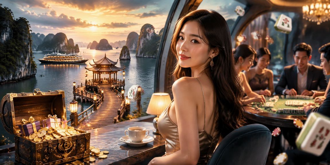 Minh họa cảnh đăng nhập trên nền thành phố Hạ Long